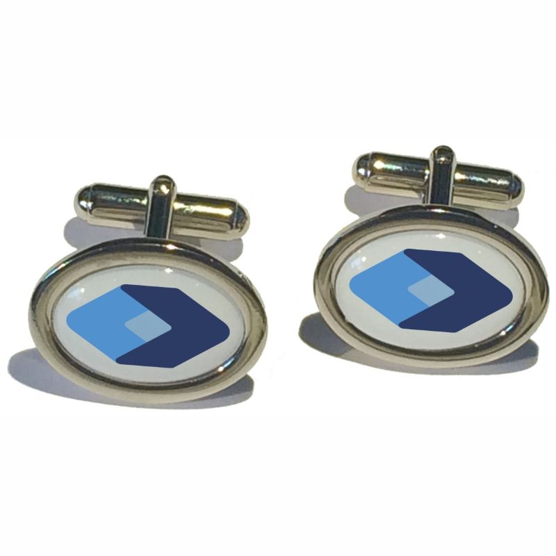 Cufflink Pair Oval 18x13mm  silver ready to wear, boxed